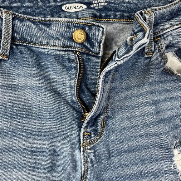 Old Navy Womens Jeans Rockstar Super Skinny MidRise Distressed Destroyed Size 10 - Picture 11 of 11